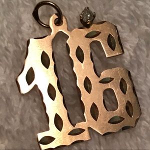 yellow gold #16 charm with diamond